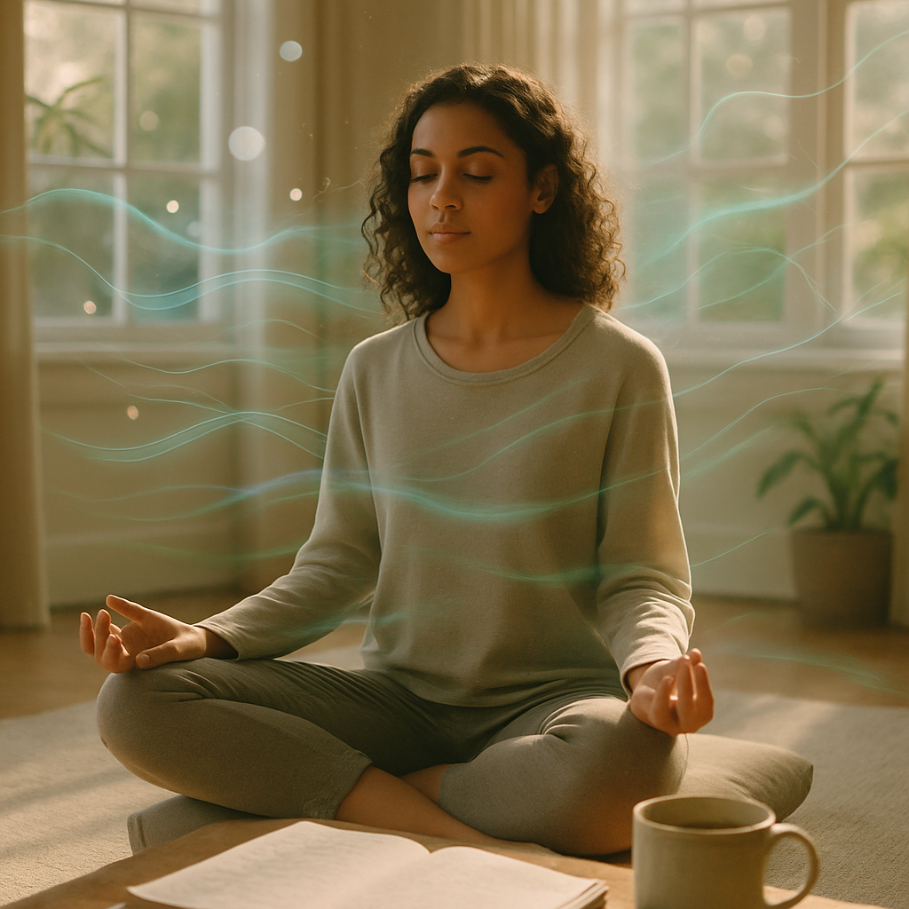 Calm person reflecting on emotional well-being